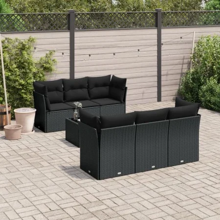 7-piece garden dining set and black synthetic rattan cushions by , Garden sets - Ref: Foro24-3217255, Price: 458,59 €, Discou...