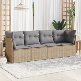 Garden sofa set with cushions 4 pieces beige synthetic rattan by , Garden sets - Ref: Foro24-3217229, Price: 245,35 €, Discou...
