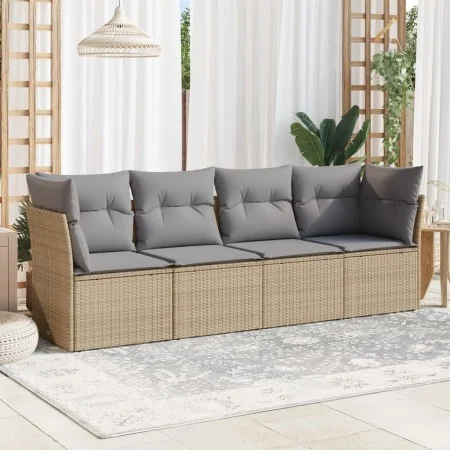 Gartensofa-Set mit Kissen, 4-teilig, beiges synthetisches Rattan von , Gartensets - Ref: Foro24-3217229, Preis: 239,83 €, Rab...