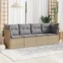 Gartensofa-Set mit Kissen, 4-teilig, beiges synthetisches Rattan von , Gartensets - Ref: Foro24-3217229, Preis: 239,83 €, Rab...