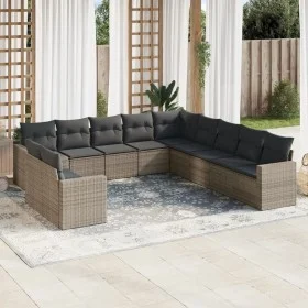 11-piece garden sofa set and gray synthetic rattan cushions by , Garden sets - Ref: Foro24-3219180, Price: 657,47 €, Discount: %