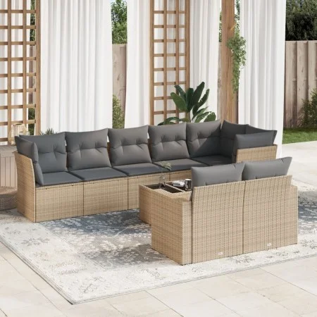 Set de sofás de jardín 9 pzas con cojines ratán sintético beige de , Conjuntos de jardín - Ref: Foro24-3219219, Precio: 586,4...