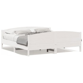 White pine wood bed frame with headboard 200x200cm by , Beds and slatted bases - Ref: Foro24-3216162, Price: 268,00 €, Discou...