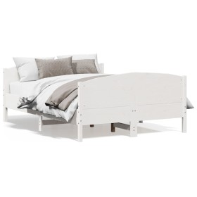 Bed frame with white pine wood headboard 140x200 cm by , Beds and slatted bases - Ref: Foro24-3216174, Price: 226,75 €, Disco...