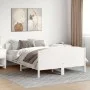 Bed frame with white pine wood headboard 140x200 cm by , Beds and slatted bases - Ref: Foro24-3216174, Price: 223,91 €, Disco...