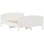 Bed frame with white pine wood headboard 140x200 cm by , Beds and slatted bases - Ref: Foro24-3216174, Price: 223,91 €, Disco...