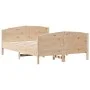 Bed frame with solid pine wood headboard 120x200 cm by , Beds and slatted bases - Ref: Foro24-3216176, Price: 177,95 €, Disco...