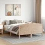 Bed frame with solid pine wood headboard 120x200 cm by , Beds and slatted bases - Ref: Foro24-3216176, Price: 177,95 €, Disco...