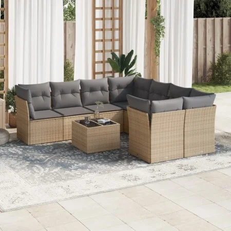 9-teiliges Gartensofa-Set mit beigen synthetischen Rattankissen von , Gartensets - Ref: Foro24-3217319, Preis: 536,43 €, Raba...