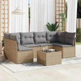 7-piece garden sofa set and beige synthetic rattan cushions by , Garden sets - Ref: Foro24-3249238, Price: 437,15 €, Discount: %