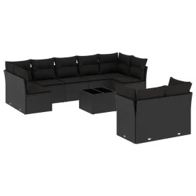 Gartensofa-Set 10-teilig mit schwarzen synthetischen Rattankissen von , Gartensets - Ref: Foro24-3249994, Preis: 621,37 €, Ra...