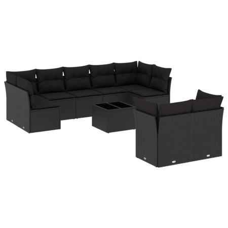 Garden sofa set 10 pieces with black synthetic rattan cushions by , Garden sets - Ref: Foro24-3249994, Price: 641,52 €, Disco...