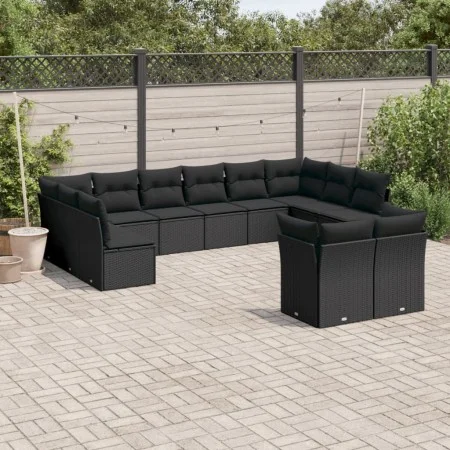 Garden sofa set 12 pieces with black synthetic rattan cushions by , Garden sets - Ref: Foro24-3250264, Price: 744,90 €, Disco...