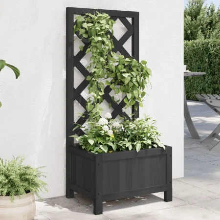 Solid black fir wood trellis planter by , Pots and planters - Ref: Foro24-365475, Price: 41,24 €, Discount: %