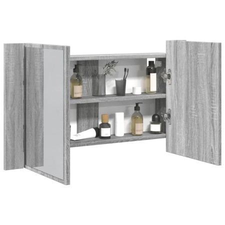 Armario espejo de baño con luz LED acrílico gris 80x12x45 cm de , Tocadores de baño - Ref: Foro24-834952, Precio: 56,16 €