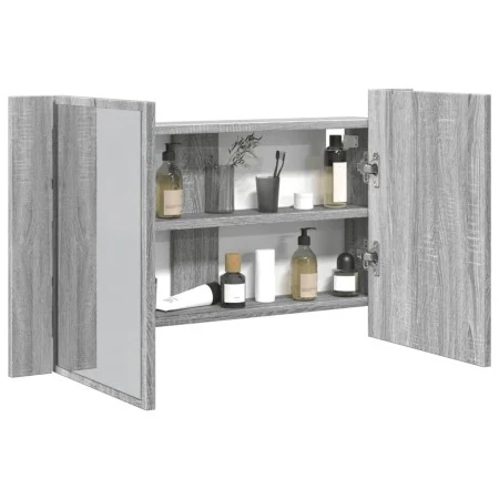 Gray acrylic bathroom mirror cabinet with LED light 80x12x45 cm by , bathroom vanities - Ref: Foro24-834952, Price: 55,51 €, ...