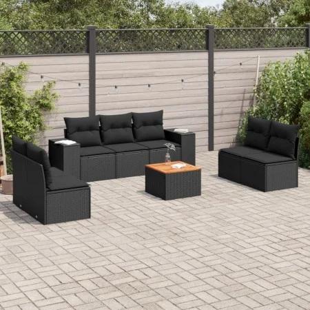 8-piece garden sofa set and black synthetic rattan cushions by , Garden sets - Ref: Foro24-3225397, Price: 516,04 €, Discount: %
