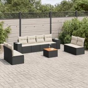 8-teiliges Gartensofa-Set und schwarze synthetische Rattankissen von , Gartensets - Ref: Foro24-3225405, Preis: 502,83 €, Rab...