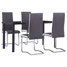 5-teiliges Esszimmerset aus grauem Kunstleder von , Möbelsets für Küchen und Esszimmer - Ref: Foro24-3053012, Preis: 440,15 €...