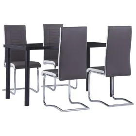 Gray synthetic leather 5-piece dining set by , Furniture sets for kitchens and dining rooms - Ref: Foro24-3053012, Price: 431...
