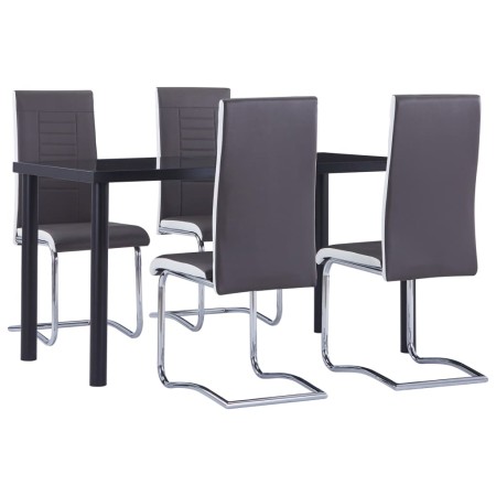 5-teiliges Esszimmerset aus grauem Kunstleder von , Möbelsets für Küchen und Esszimmer - Ref: Foro24-3053012, Preis: 440,15 €...