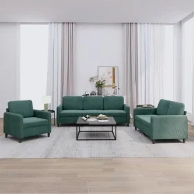 Dreiteilige Sofagarnitur aus dunkelgrünem Samt von , Sofas - Ref: Foro24-3201936, Preis: 721,05 €, Rabatt: %