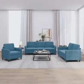 Dreiteilige Sofagarnitur aus blauem Samt von , Sofas - Ref: Foro24-3201943, Preis: 712,38 €, Rabatt: %