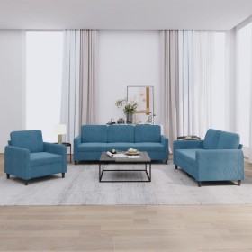 Juego de sofás 3 piezas terciopelo azul de , Sofás - Ref: Foro24-3201943, Precio: 726,06 €, Descuento: %
