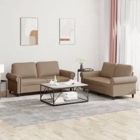Cappuccino synthetic leather 2-piece sofa set with cushions by , Sofas - Ref: Foro24-3202154, Price: 442,24 €, Discount: %