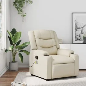 Cream Synthetic Leather Massage Recliner by , Armchairs - Ref: Foro24-374124, Price: 254,22 €, Discount: %