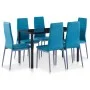 7-teiliger Esstisch und Stühle Set blau von vidaXL, Möbelsets für Küchen und Esszimmer - Ref: Foro24-281704, Preis: 247,23 €,...