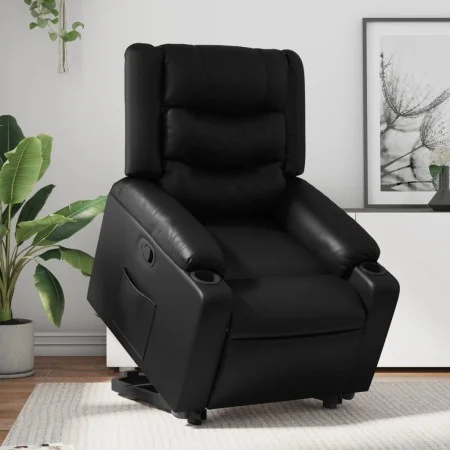 Sillón reclinable elevable cuero artificial negro de , Sillones - Ref: Foro24-3206551, Precio: 331,72 €, Descuento: %