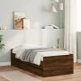 Estructura de cama con cajones roble marrón 75x190 cm de , Camas y somieres - Ref: Foro24-3207363, Precio: 155,57 €, Descuent...