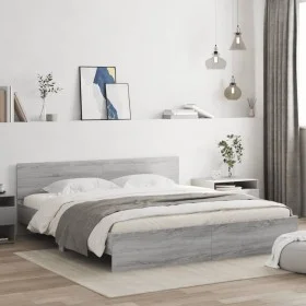 Sonoma gray bed frame with headboard 180x200 cm by , Beds and slatted bases - Ref: Foro24-3207467, Price: 175,33 €, Discount: %