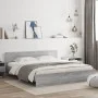 Sonoma gray bed frame with headboard 180x200 cm by , Beds and slatted bases - Ref: Foro24-3207467, Price: 175,33 €, Discount: %
