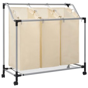 Wäschetrenner mit 3 cremefarbenen Stahlbeuteln von vidaXL, Wäschekörbe - Ref: Foro24-282427, Preis: 36,12 €, Rabatt: %