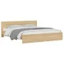 Sonoma oak bed frame with headboard and LED lights 200x200 cm by , Beds and slatted bases - Ref: Foro24-3207583, Price: 199,9...