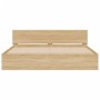 Sonoma oak bed frame with headboard and LED lights 200x200 cm by , Beds and slatted bases - Ref: Foro24-3207583, Price: 202,5...