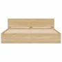 Sonoma oak bed frame with headboard and LED lights 200x200 cm by , Beds and slatted bases - Ref: Foro24-3207583, Price: 199,9...