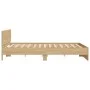 Sonoma oak bed frame with headboard and LED lights 200x200 cm by , Beds and slatted bases - Ref: Foro24-3207583, Price: 199,9...