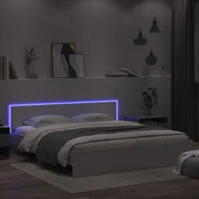 Bettgestell mit Kopfteil und weißen LED-Leuchten 200x200 cm von , Betten und Lattenroste - Ref: Foro24-3207581, Preis: 217,47...