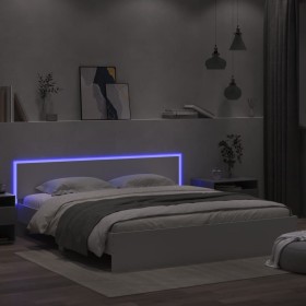 Bettgestell mit Kopfteil und weißen LED-Leuchten 200x200 cm von , Betten und Lattenroste - Ref: Foro24-3207581, Preis: 224,54...