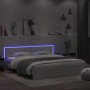 Bed frame with headboard and white LED lights 200x200 cm by , Beds and slatted bases - Ref: Foro24-3207581, Price: 224,54 €, ...