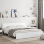 Bed frame with headboard and white LED lights 200x200 cm by , Beds and slatted bases - Ref: Foro24-3207581, Price: 224,54 €, ...