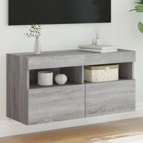 Wall-mounted TV cabinet with LED lights Sonoma gray 80x30x40 cm by , TV Furniture - Ref: Foro24-837207, Price: 58,37 €, Disco...