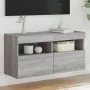 Wall-mounted TV cabinet with LED lights Sonoma gray 80x30x40 cm by , TV Furniture - Ref: Foro24-837207, Price: 58,37 €, Disco...