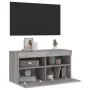 Wandmontierter TV-Schrank mit LED-Leuchten Sonomagrau 80x30x40 cm von , TV-Möbel - Ref: Foro24-837207, Preis: 58,37 €, Rabatt: %