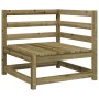 Garden sofa with footrest 2 seater impregnated pine wood by , Modular outdoor sofas - Ref: Foro24-837976, Price: 177,45 €, Di...