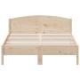 Bed frame with solid pine wood headboard 140x200 cm by , Beds and slatted bases - Ref: Foro24-842594, Price: 114,79 €, Discou...