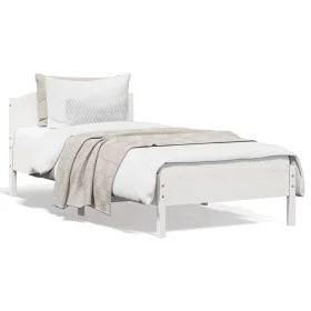 Estructura de cama con cabecero madera de pino blanca 90x200 cm de , Camas y somieres - Ref: Foro24-842619, Precio: 95,80 €, ...
